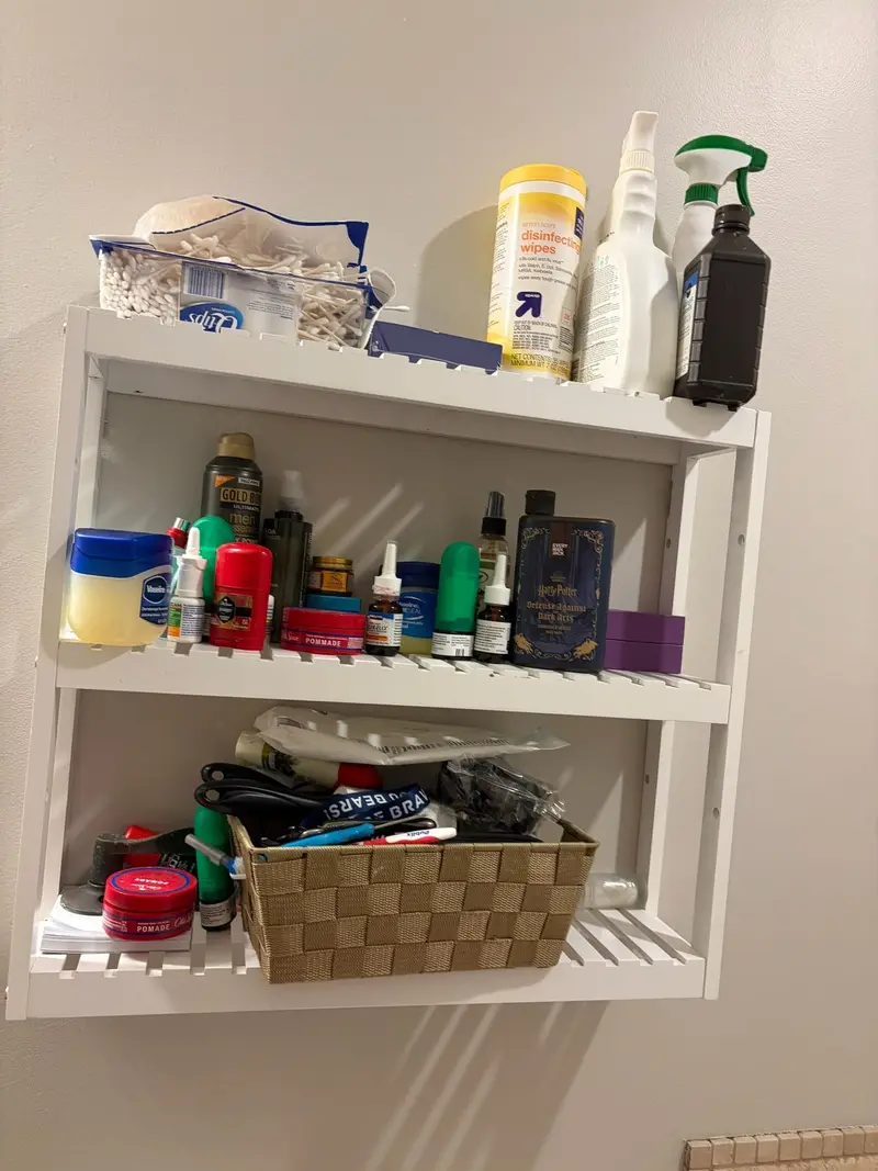 Before: bathroom shelf